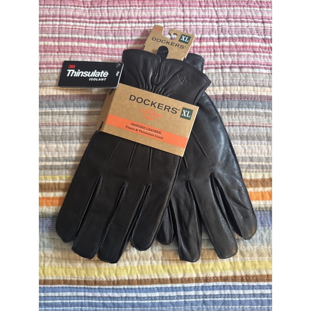 DOCKERS HERITAGE FIT MENS xL InteliTouch Maximum Warmth Genuine Leather Gloves